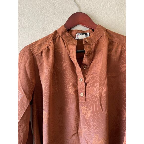 Vintage 70s satin  floral stencil‎ boho shift dresss with tie waist size xlarge - Picture 3 of 9